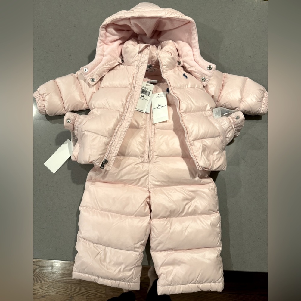 New Ralph Lauren baby puffer jacket and snow pants. 6 months.